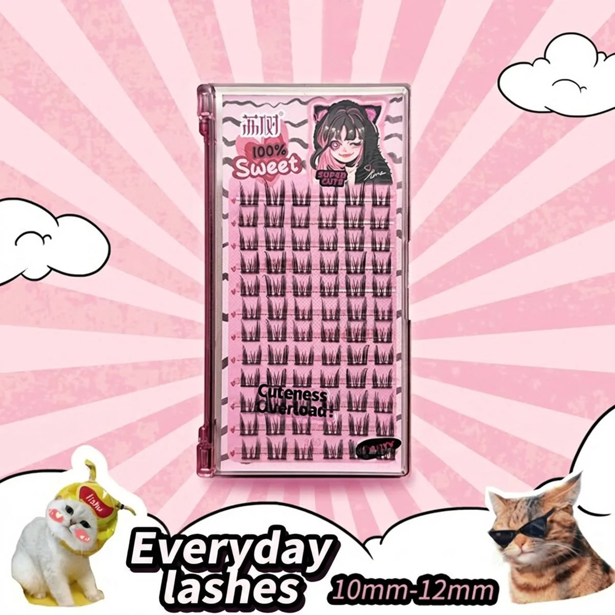 Lishu Cat Ear Manga Eye False Eyelashes - Short