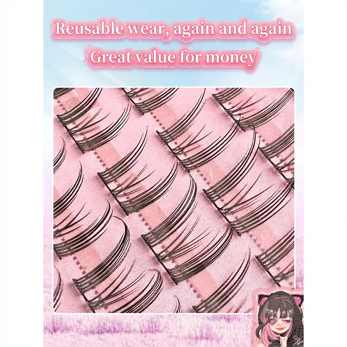 Lishu Cat Ear Manga Eye False Eyelashes - Short - Image 3