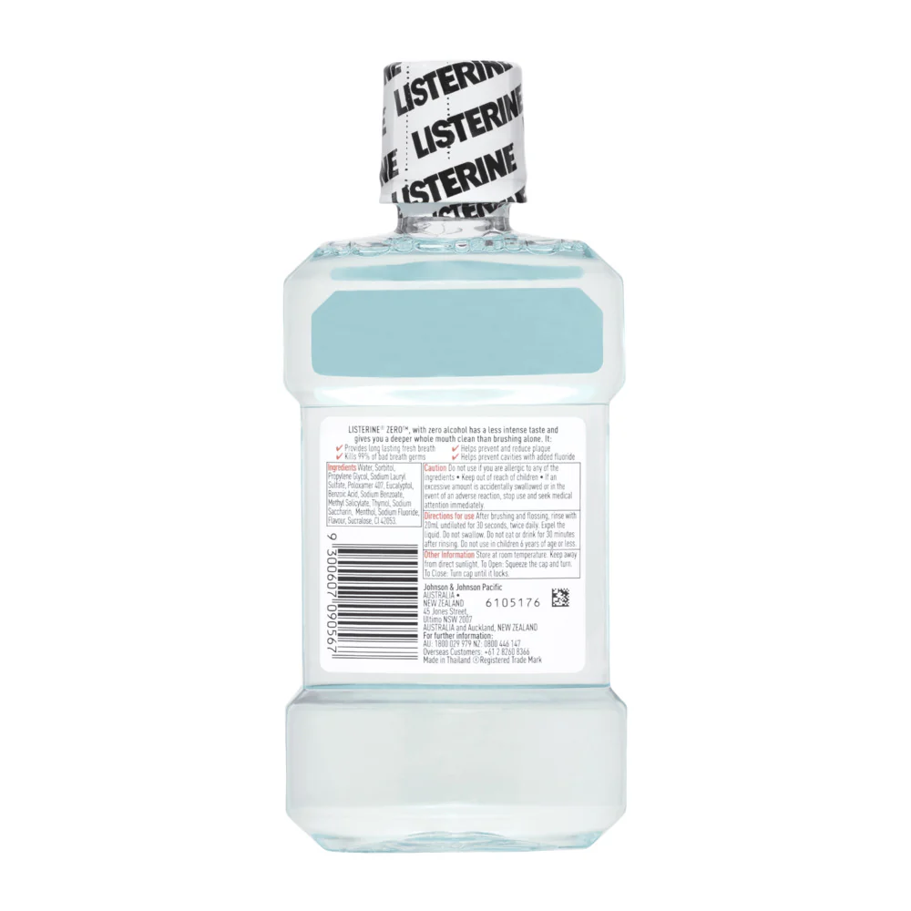 Listerine Zero Alcohol Antibacterial Mouthwash 250mL - Image 2