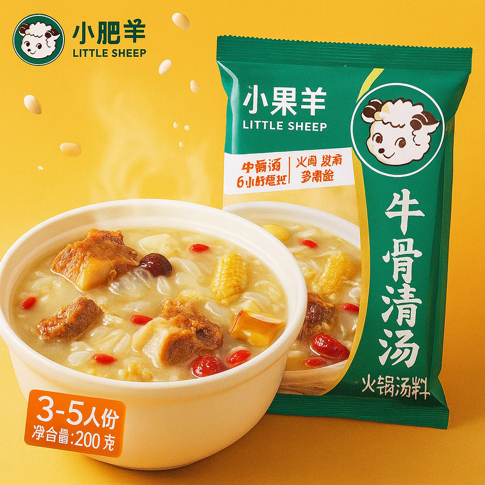 Little Sheep Beef Bone Clear Broth Hot Pot Soup Base 200g – Serves 3–5 - Image 2