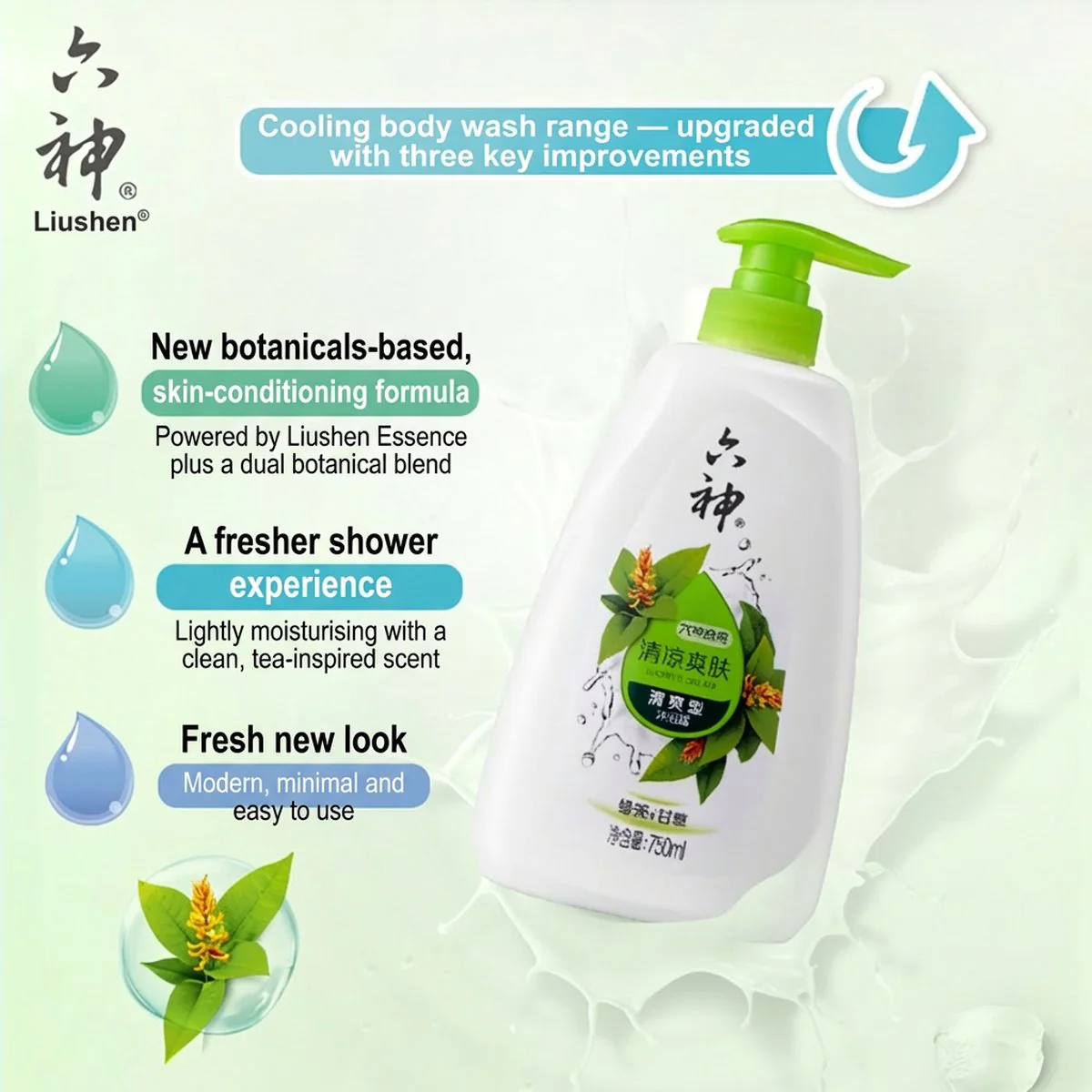 Liushen Cooling Refreshing Shower Gel - 750ml - Image 2