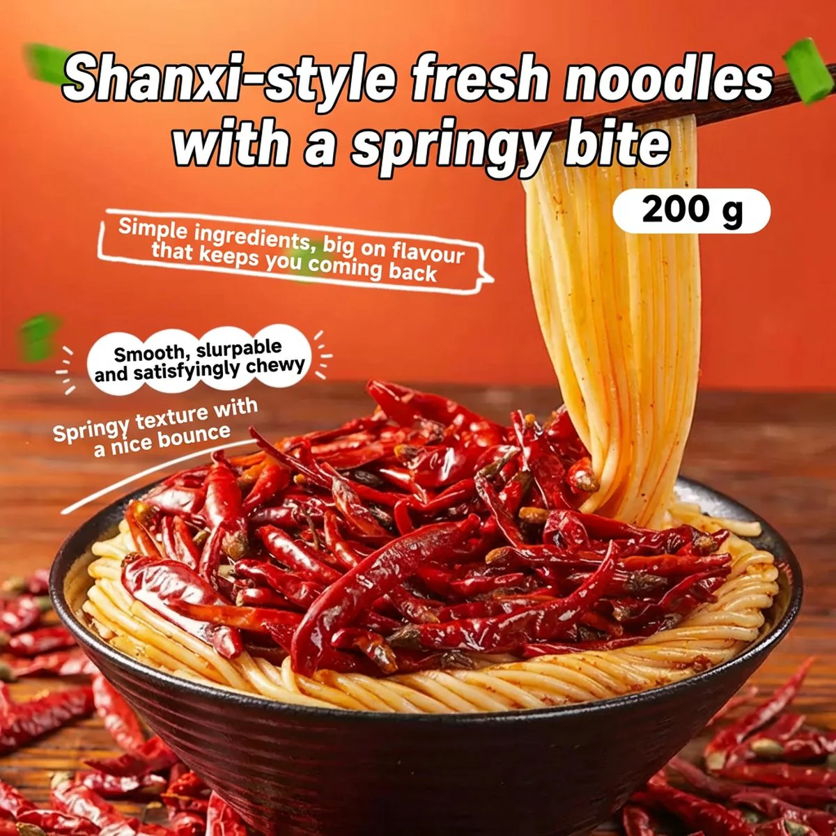 Long Qi Ye Smoking Hot Chili Stir-Fry Noodles (Extra Spicy) 310g - Chinese Dry Mixed Noodles - Image 2