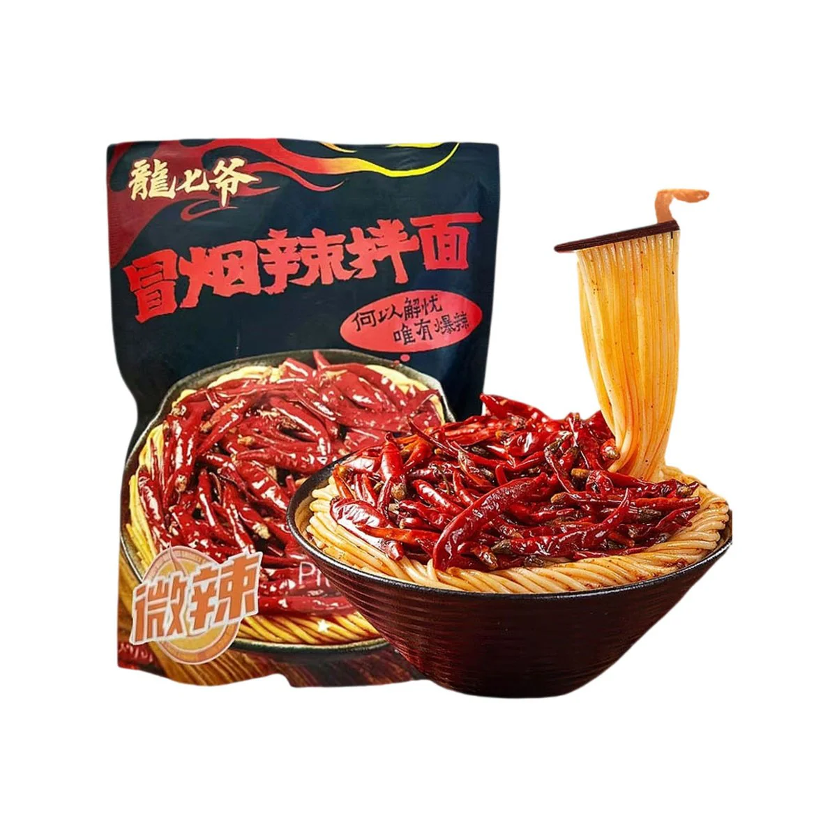 Long Qiye Smoky Chili Spicy Dry Noodles – Mild 310g - Chinese Spicy Mixed Noodles Pack