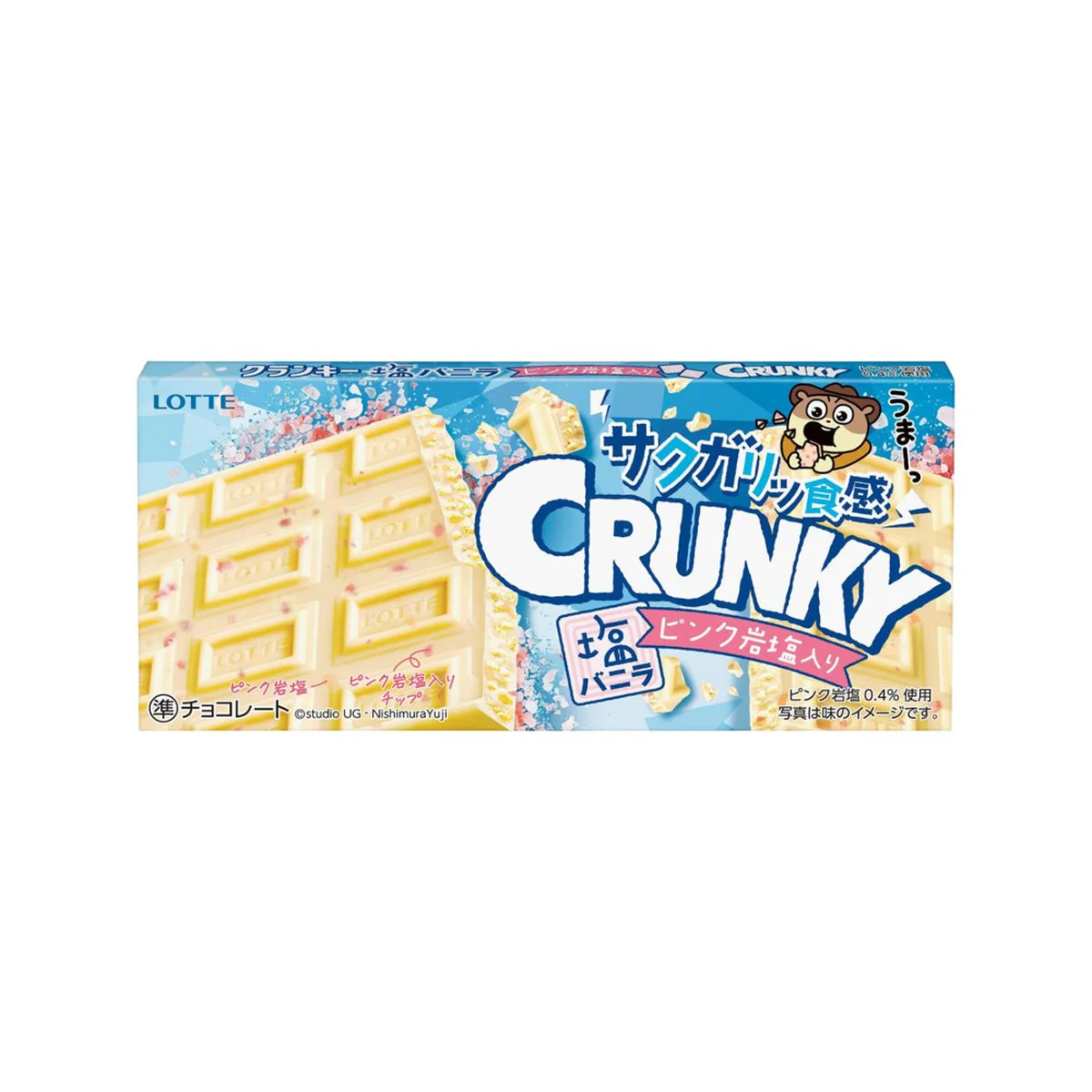 Lotte Crunky Salted Vanilla White Chocolate with Pink Rock Salt – 45g