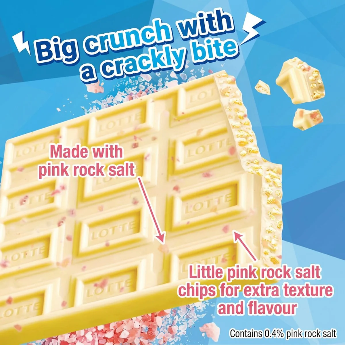 Lotte Crunky Salted Vanilla White Chocolate with Pink Rock Salt – 45g - Image 4