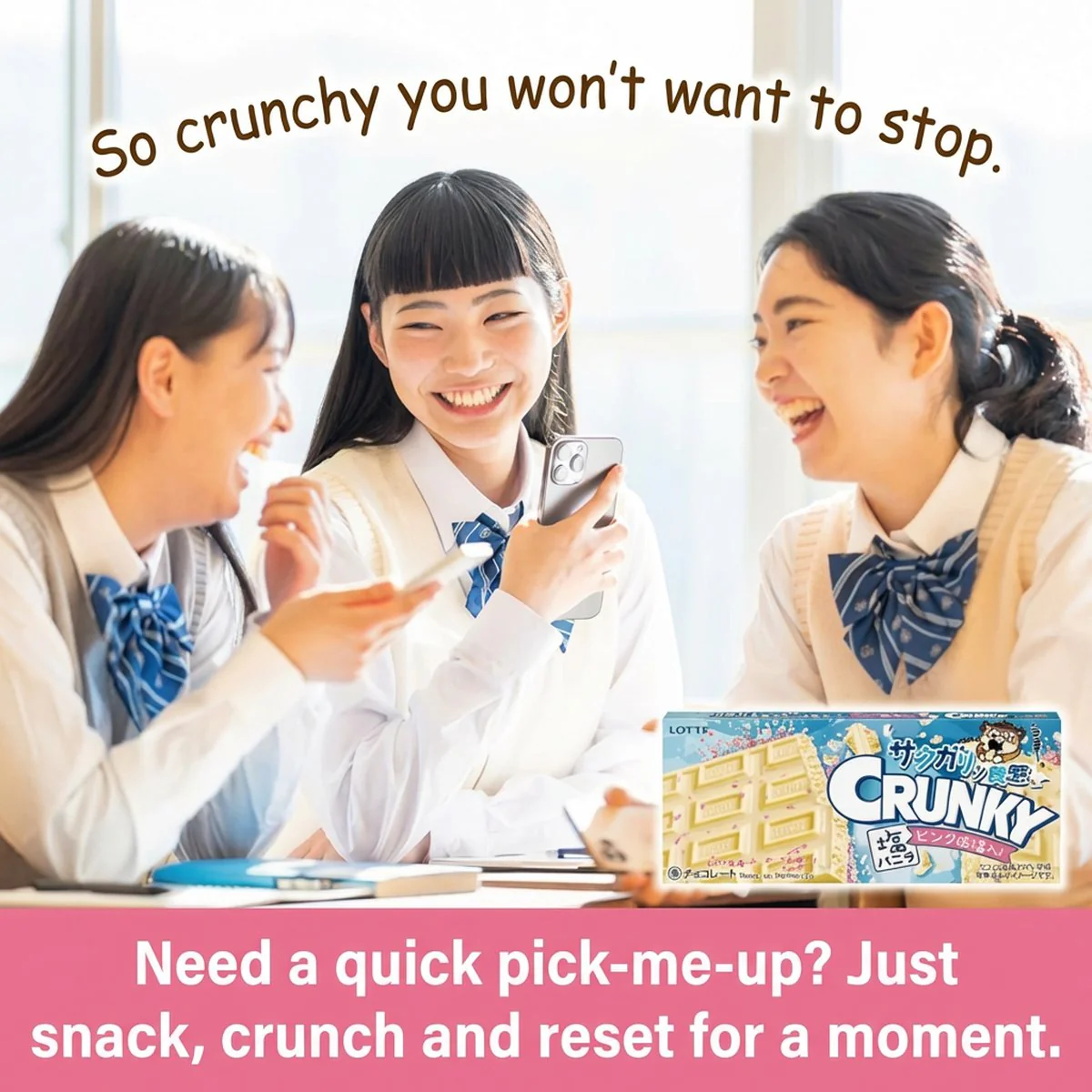 Lotte Crunky Salted Vanilla White Chocolate with Pink Rock Salt – 45g - Image 5