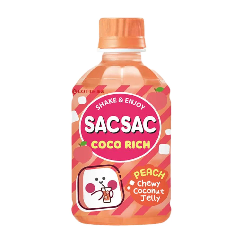 Lotte SacSac Coco Rich Peach Drink with Chewy Coconut Jelly 280ml