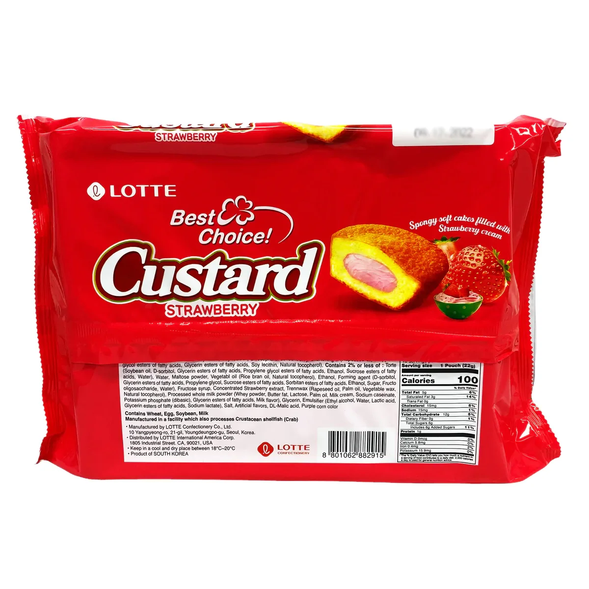 Lotte Strawberry Custard Cakes - 10 Pieces, 220g - Image 2