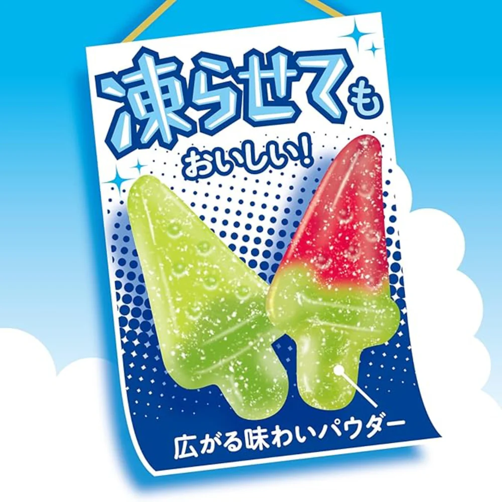 Lotte Watermelon & Melon Bar Gummy Candy 73g - Popsicle-Shaped Gummies - Image 3