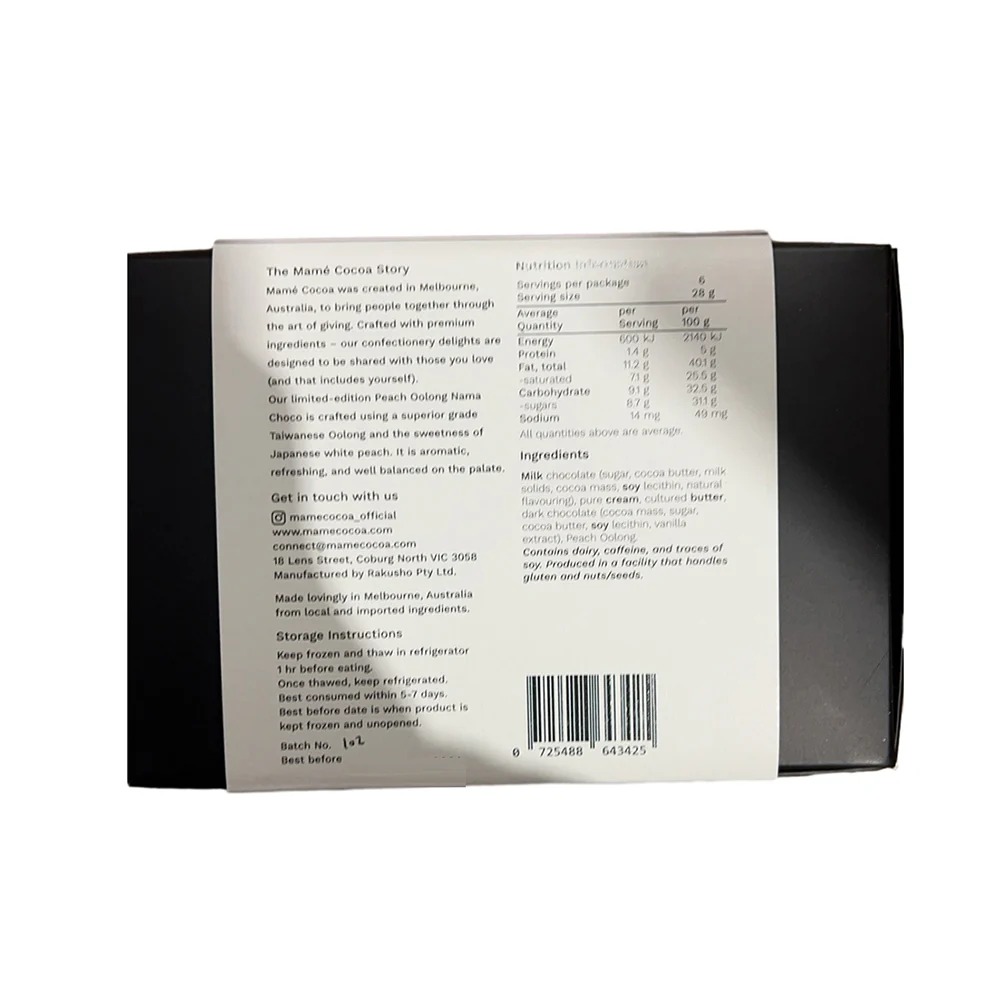 Mame Cocoa Peach Oolong Tea Nama Choco - 24 Pieces, 112g - Image 3