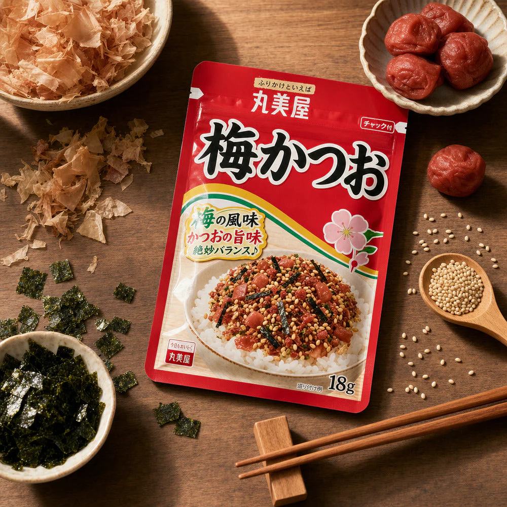 Marumiya Ume Katsuo Furikake Rice Seasoning 18g - Plum & Bonito Japanese Rice Topping - Image 2