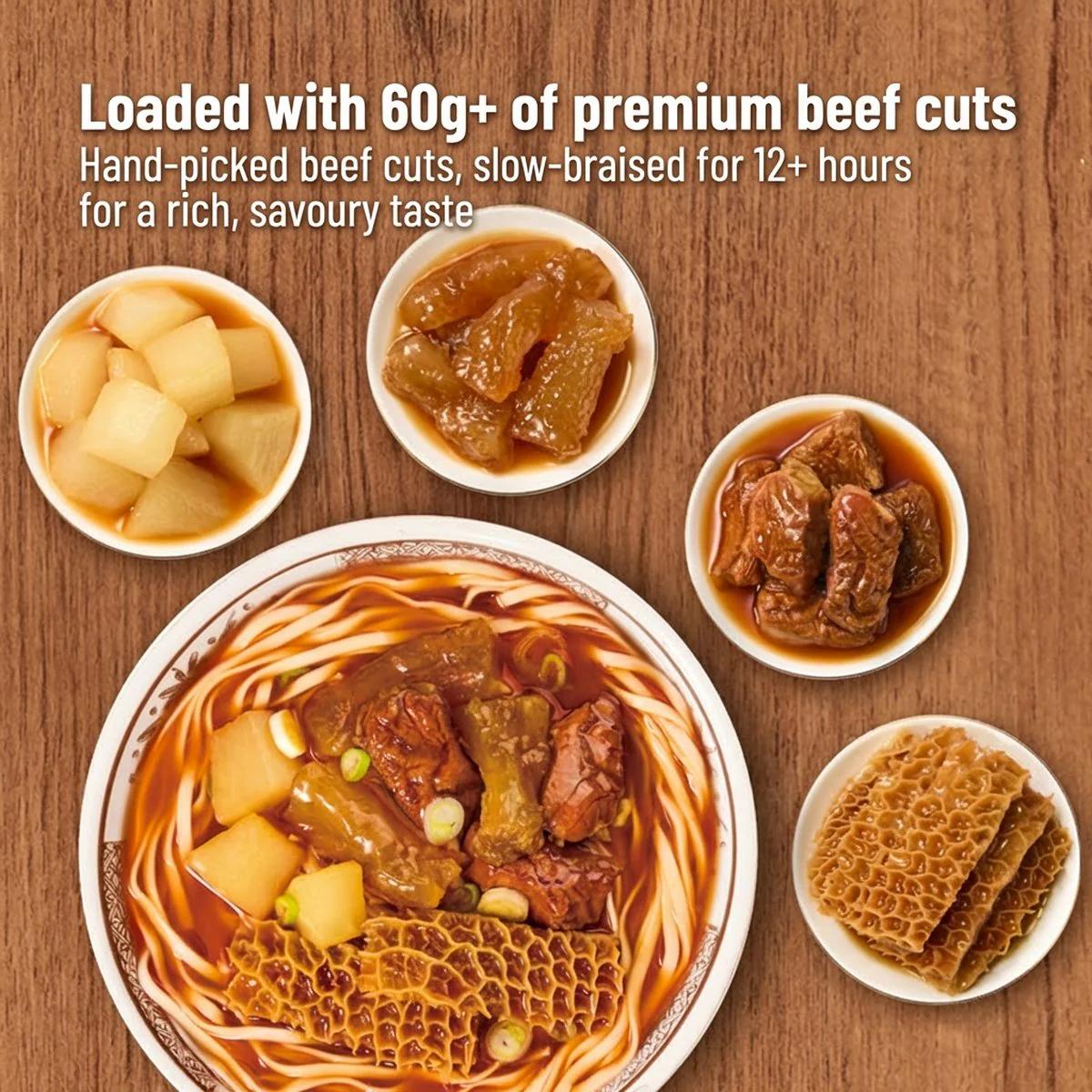 Master Kong Chaoshan-Style Braised Beef Trio Instant Noodles – 4 Packs (258g Each) - Brisket, Tendon & Tripe in Rich Broth - Image 3