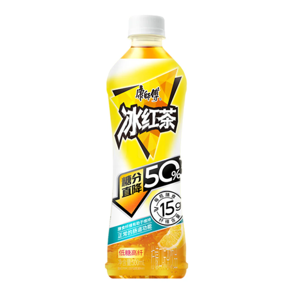Master Kong High-Fibre Lemon Iced Black Tea 500ml - 50% Less Sugar