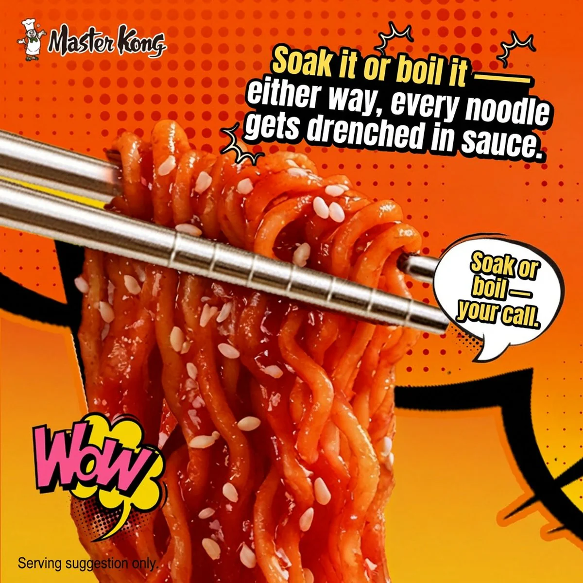 Master Kong Korean-Style Hot Chicken Stir-Fry Noodles Bowl 113g - Dry (No Soup) - Image 2