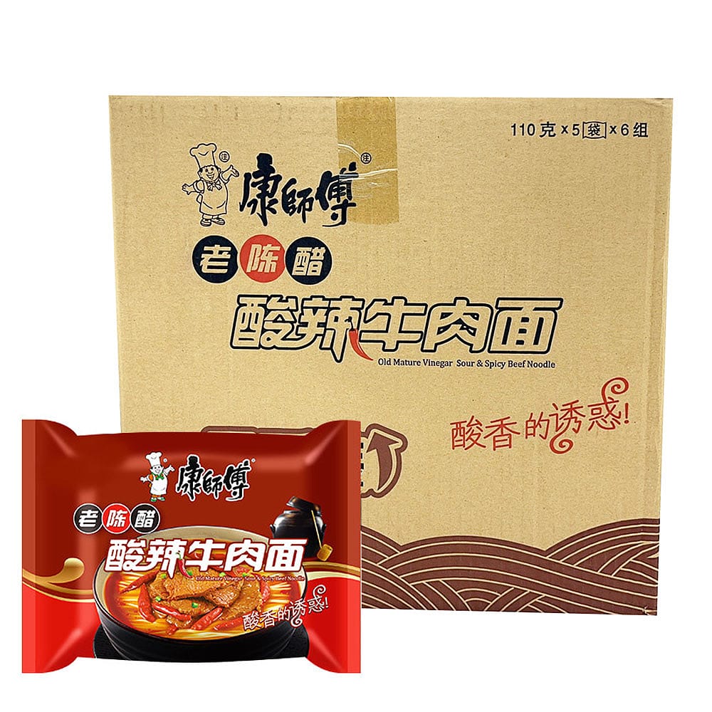 Master Kong Old Mature Vinegar Sour & Spicy Beef Noodles - Box of 30 Packs