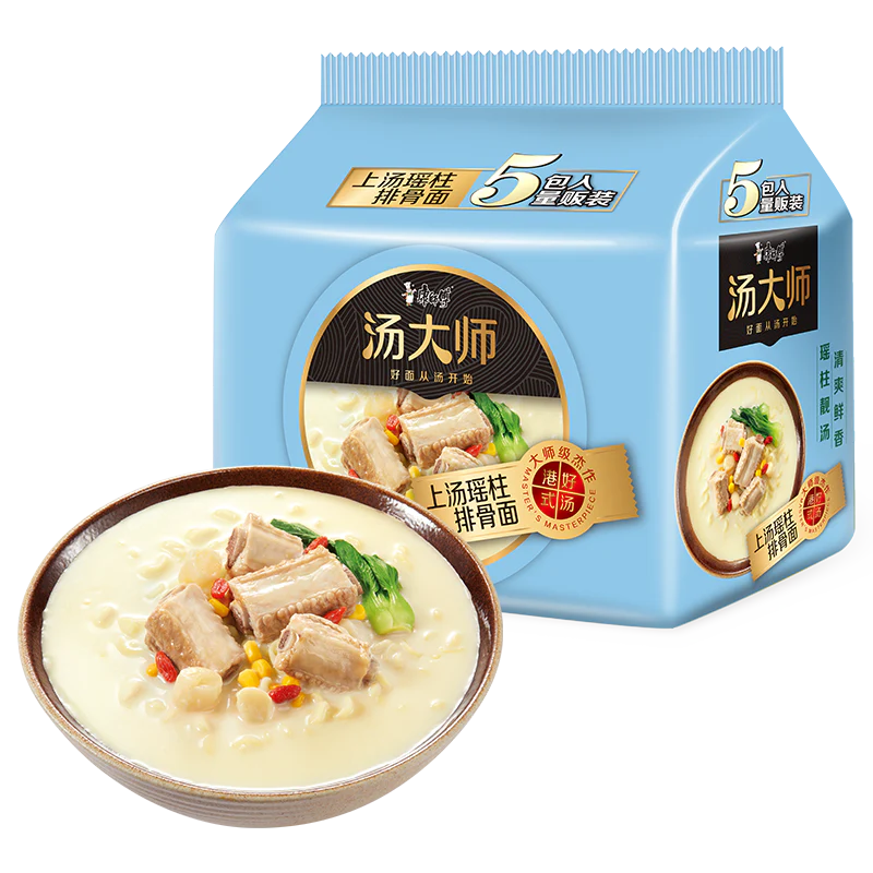 Master Kong Soup Daren Scallop and Pork Rib Noodles - 5 Packs x 112g