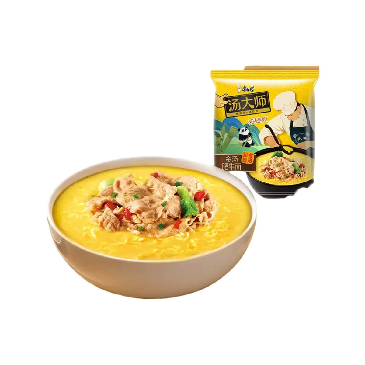 Master Kong Soup Master Golden Beef Broth Instant Noodles 110g × 5 Packs – Fatty Beef Flavor - Image 2