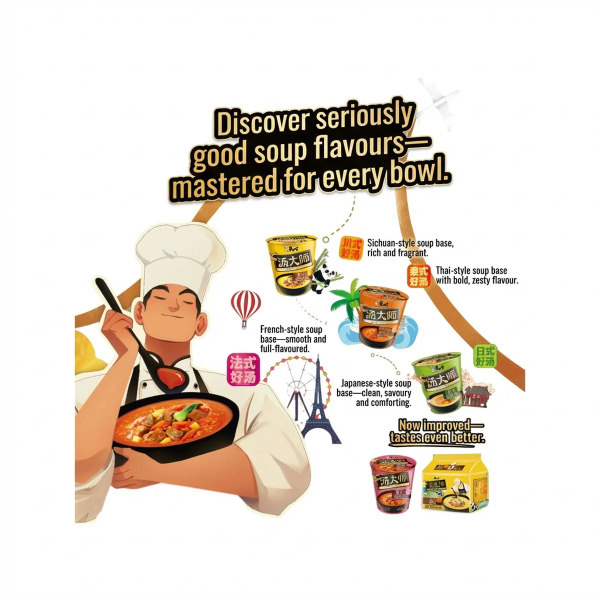 Master Kong Soup Master Golden Beef Broth Instant Noodles 110g × 5 Packs – Fatty Beef Flavor - Image 4