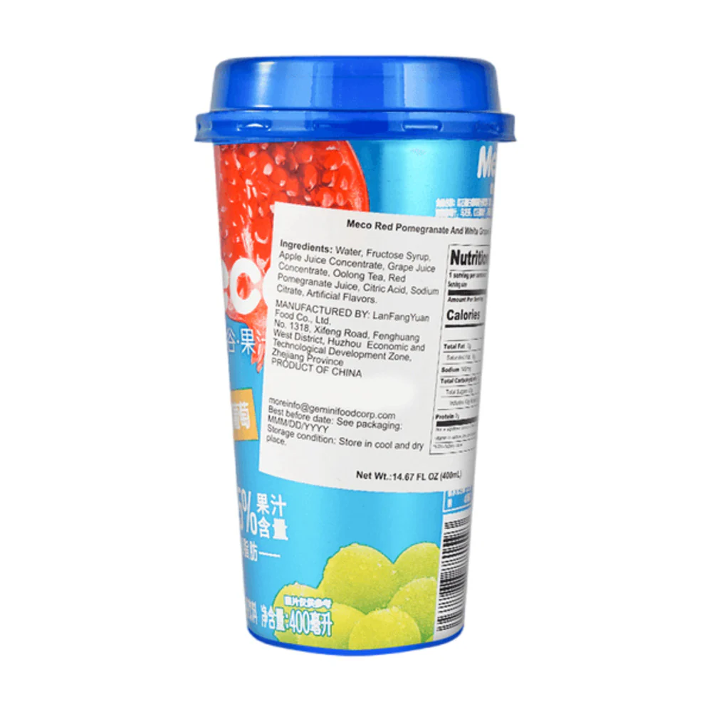 Meco Pomegranate & White Grape Fruit Juice Tea 400ml - Image 3