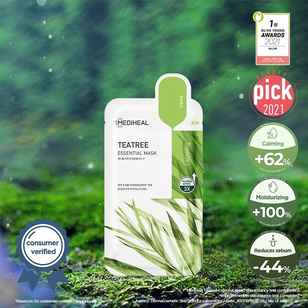 Mediheal Tea Tree Essential Mask - 24ml, Pack of 10 - Image 3