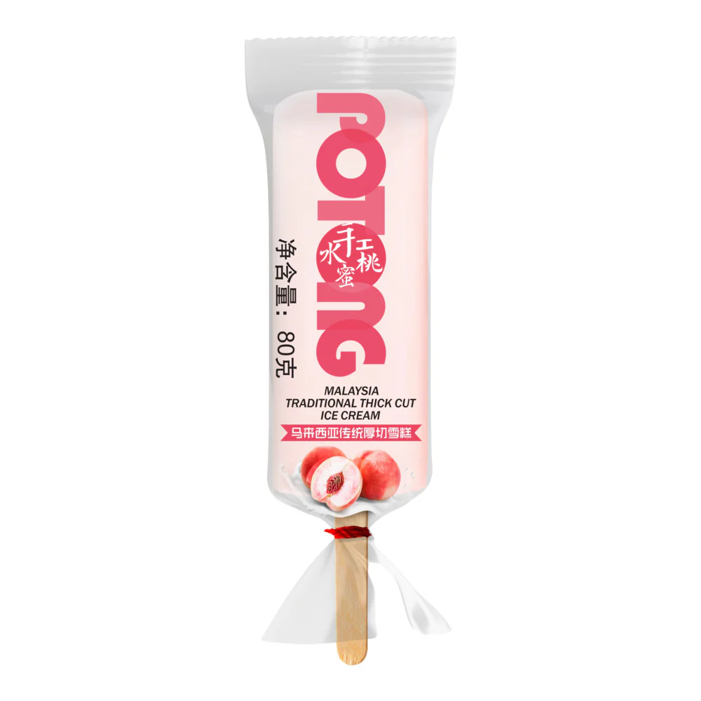 Meiqi Malaysian Potong Thick-Cut Ice Cream – White Peach, 5 Bars 400g - Image 2