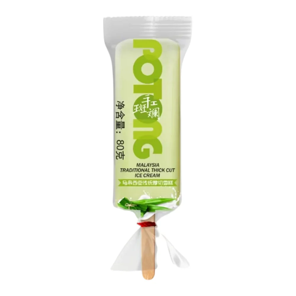Meiqi Malaysian-Style Thick-Cut Ice Cream Bars, Pandan – 5 Sticks, 400g - Potong-Style Pandan Ice Cream Bars - Image 2