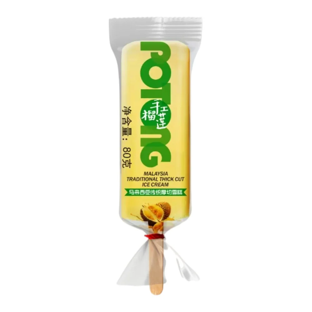 Meiqi Potong Durian Thick-Cut Ice Cream Bars, 5 Pack (400g) - Malaysian Traditional Style - Image 2