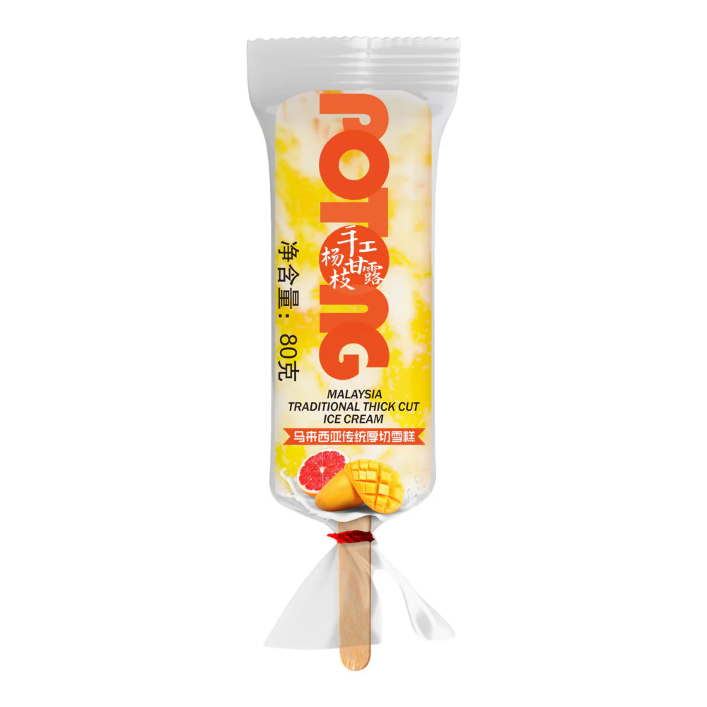Meiqi Potong Thick-Cut Ice Cream – Mango Pomelo Sago (Yang Zhi Gan Lu), 5 Bars, 400g - Image 2