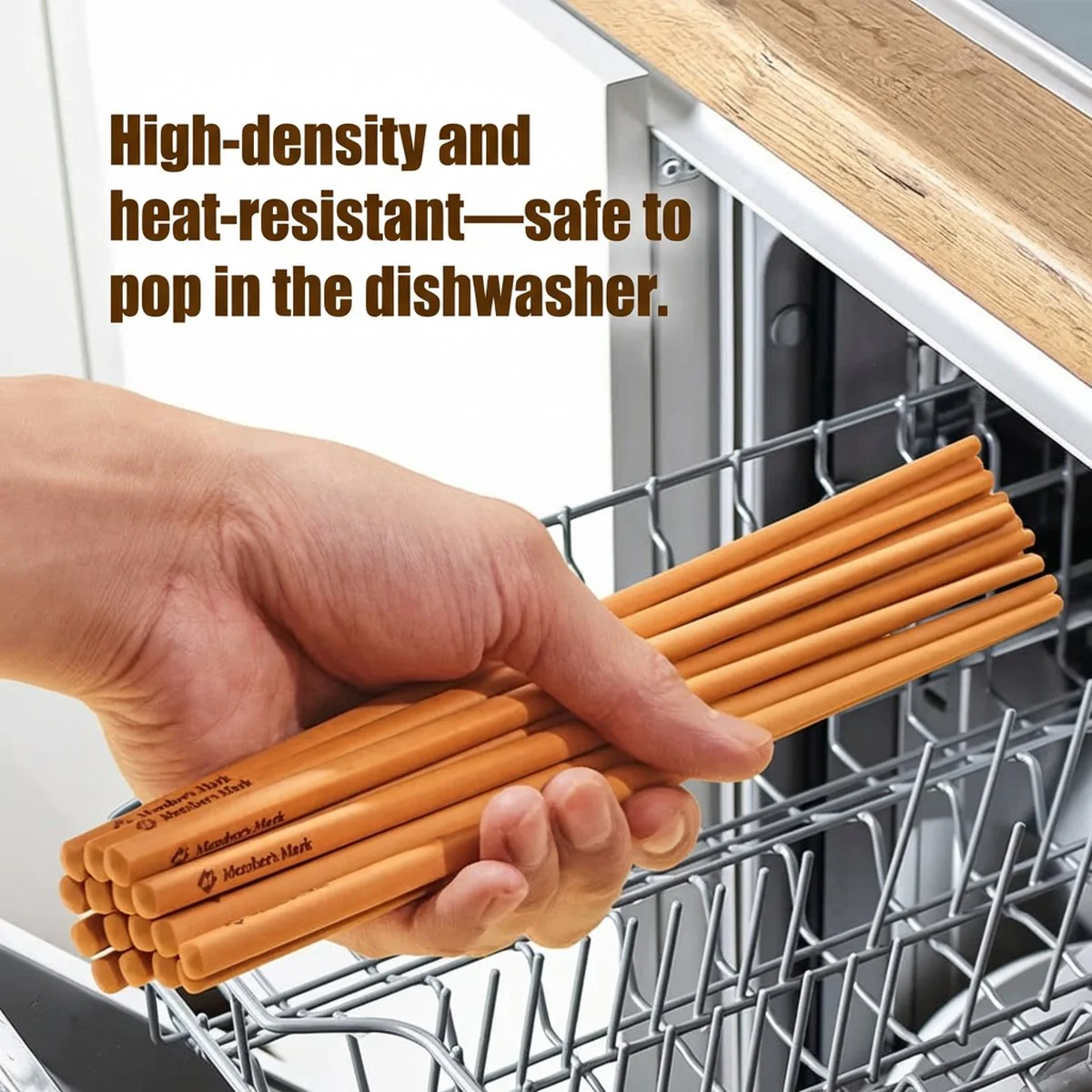 Member’s Mark Antibacterial Pine Wood Fiber Chopsticks, Dishwasher Safe – 22 Pairs (20 + 2 Bonus) - Reusable Chopsticks - Image 5