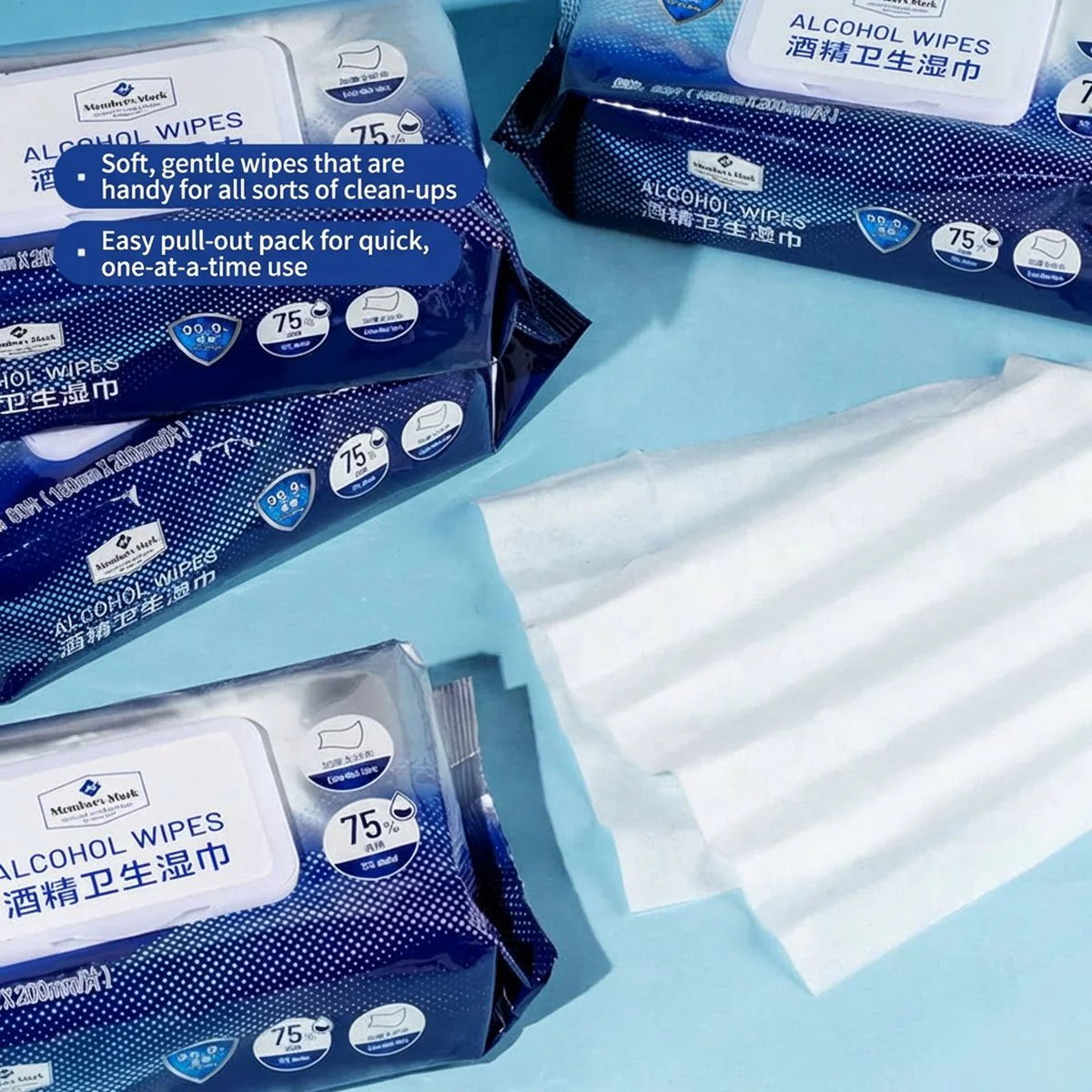 Member's Mark 75% Alcohol Sanitizing Wipes, 6 Packs × 80 Sheets – Limited Import - For Hands & Surfaces - Image 2