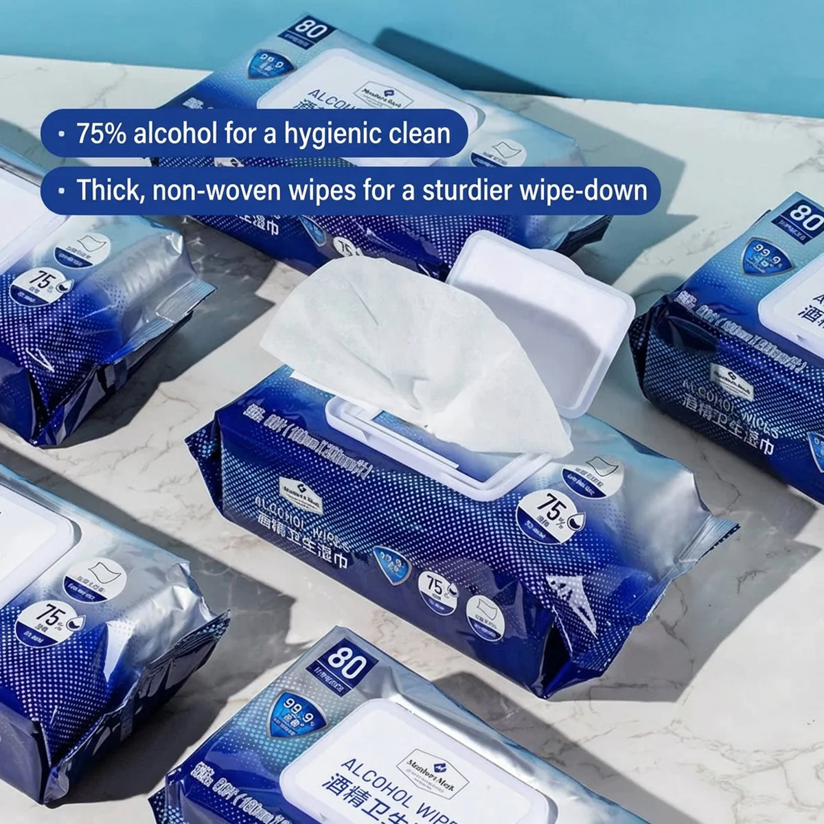 Member's Mark 75% Alcohol Sanitizing Wipes, 6 Packs × 80 Sheets – Limited Import - For Hands & Surfaces - Image 5
