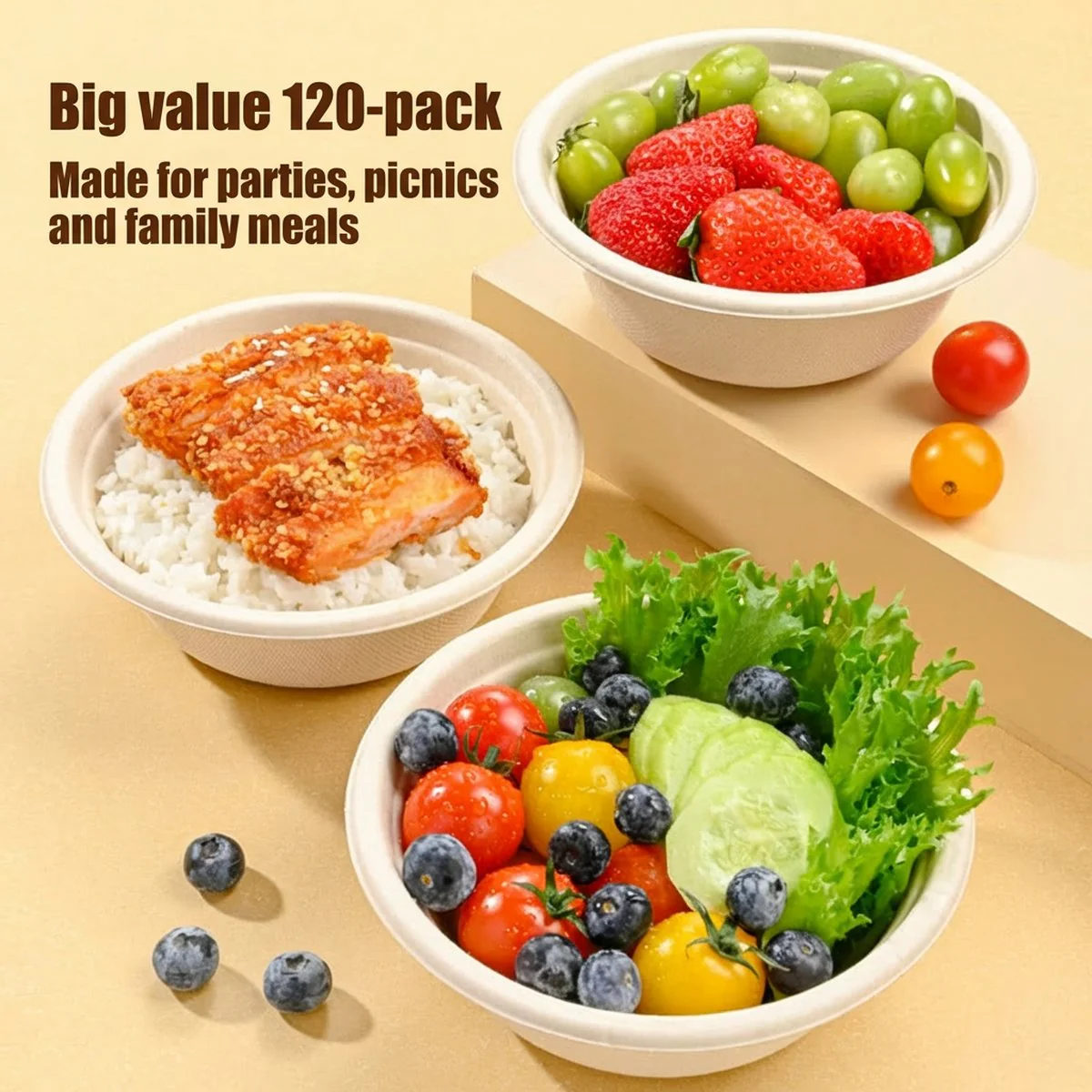 Member's Mark Disposable Natural Kraft Paper Bowls 600 ml (20 oz) – 120 Count - Image 5