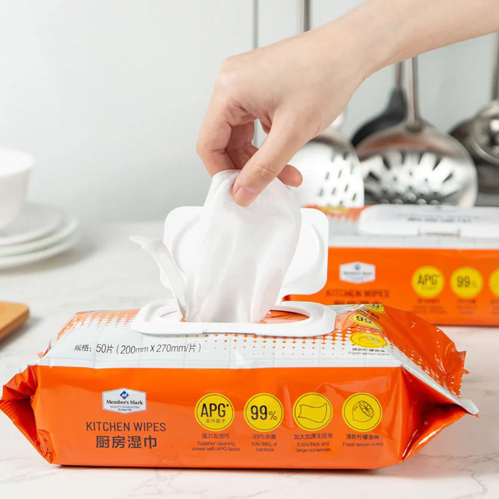 Member's Mark Kitchen Wipes 50 Sheets x 8 Packs (400 Wipes Total) - Antibacterial Degreasing Cleaning Wet Wipes - Image 2