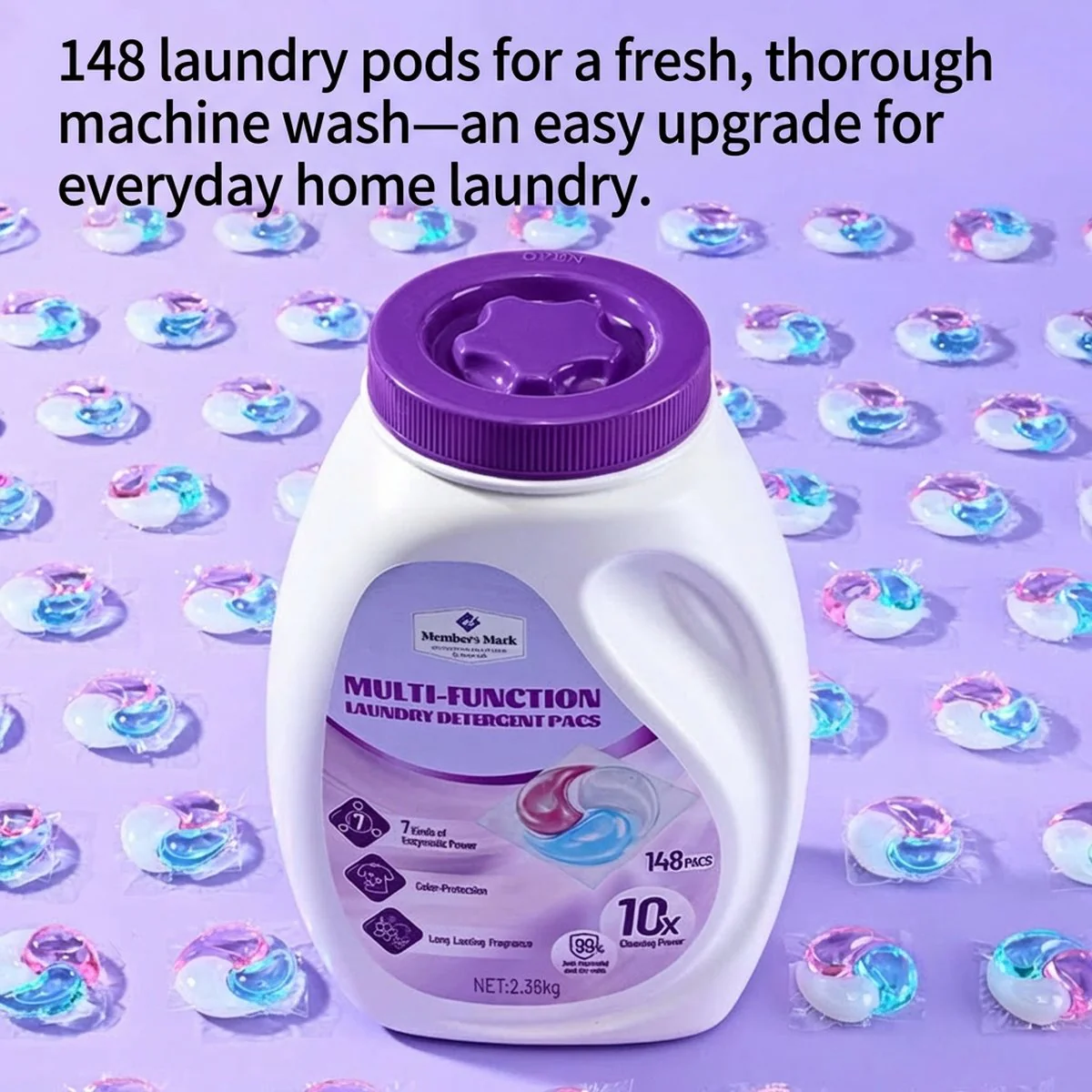 Member's Mark Multi-Function Laundry Detergent Pods – Sunlit Tea Scent (148 Pacs, 2.36kg) - Image 4