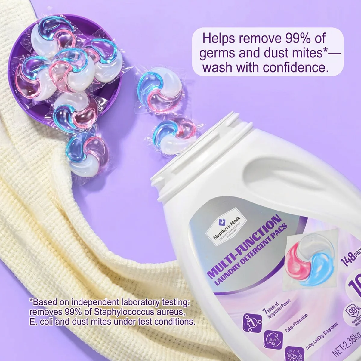 Member's Mark Multi-Function Laundry Detergent Pods – Sunlit Tea Scent (148 Pacs, 2.36kg) - Image 5