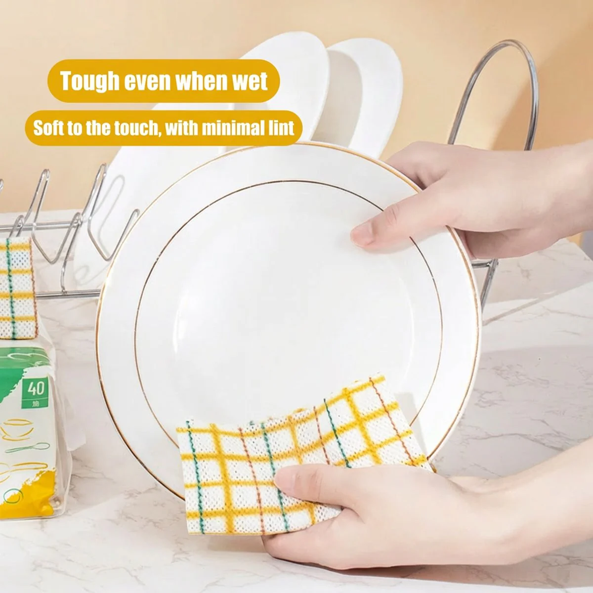 Member's Mark Multi-Use Disposable Cleaning Cloths 25×25 cm – 40 Sheets × 6 Packs - Image 4