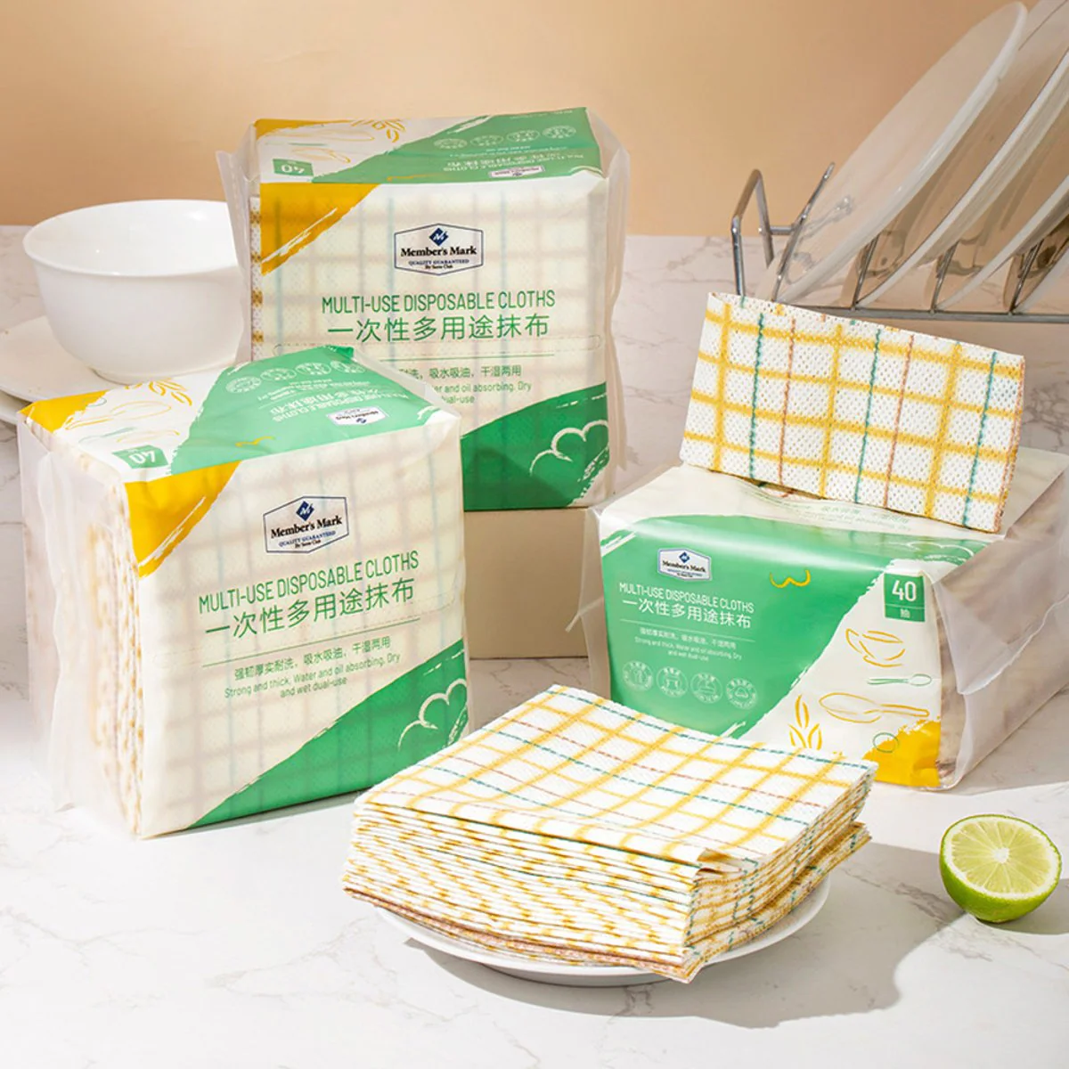 Member's Mark Multi-Use Disposable Cleaning Cloths 25×25 cm – 40 Sheets × 6 Packs - Image 5