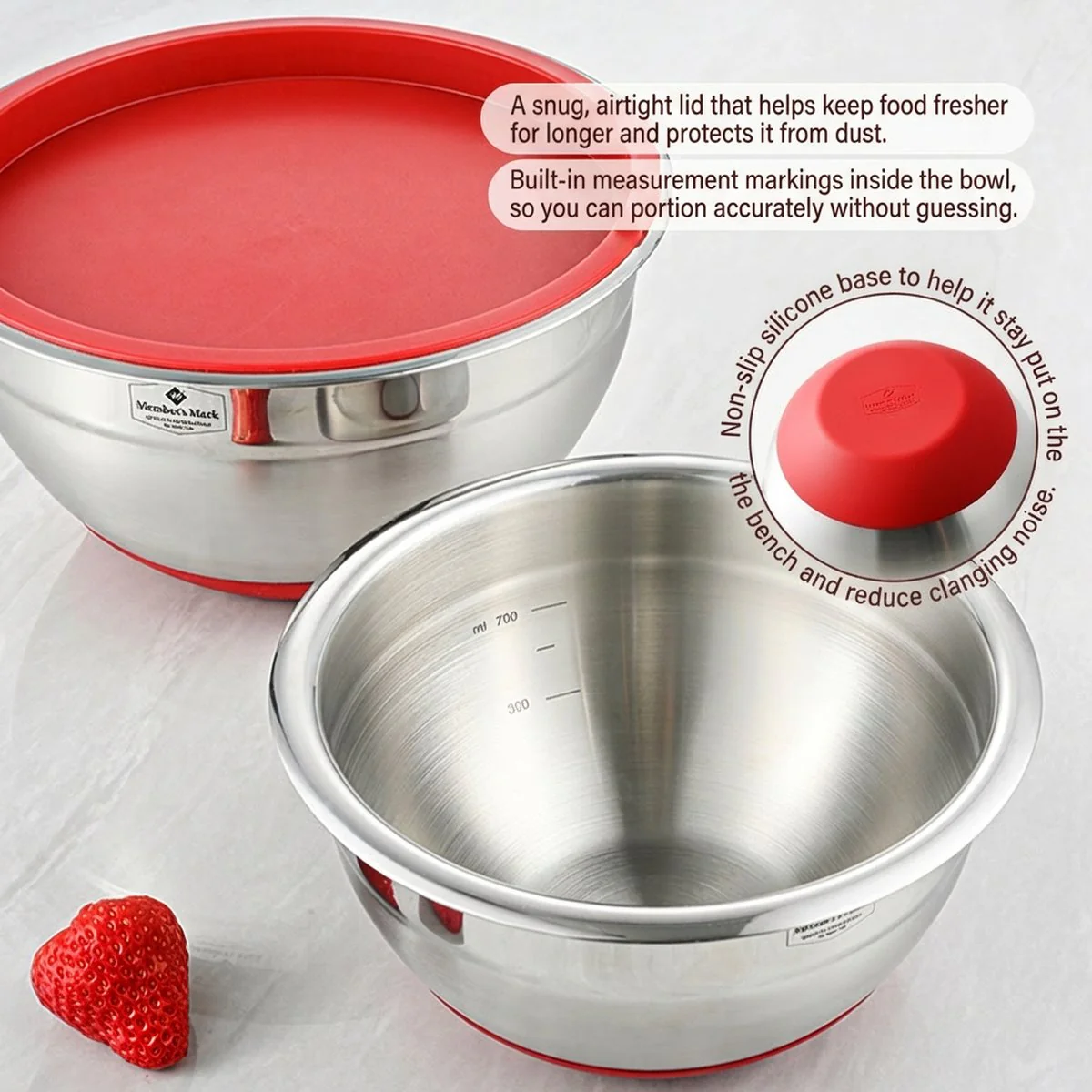 Member's Mark Stainless Steel Mixing Bowl Set, 4-Piece (3 Bowls + Colander) – Limited Import - Image 4
