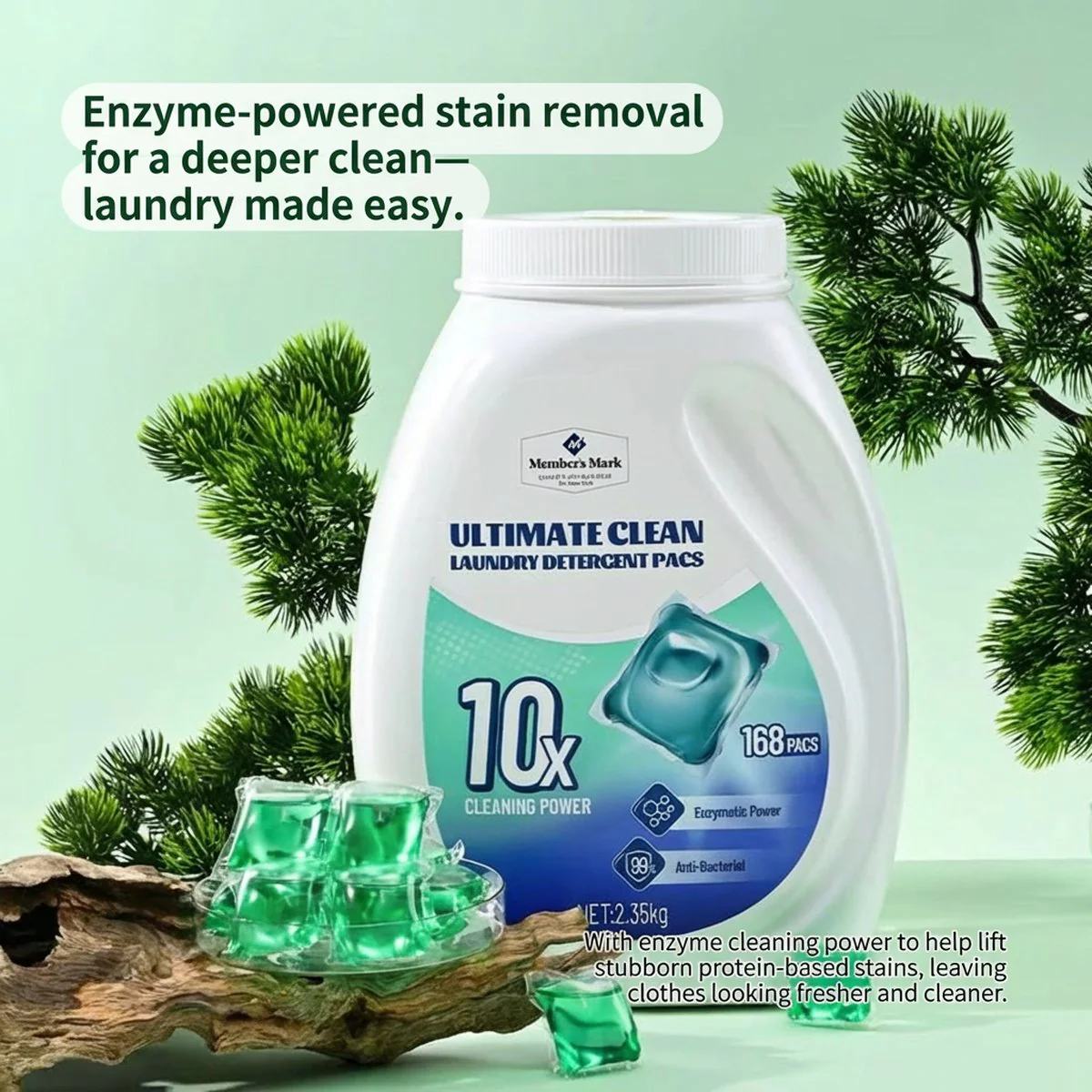 Member's Mark Ultimate Clean Laundry Detergent Pacs – Siberian Fir Scent, 168 Pods (2.35kg) - Image 4