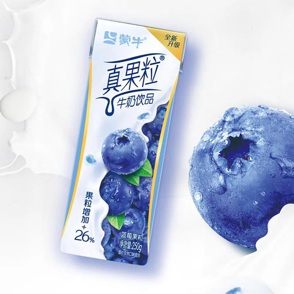 Mengniu Real Fruit Milk Drink Blueberry Flavor - 250ml - Image 2