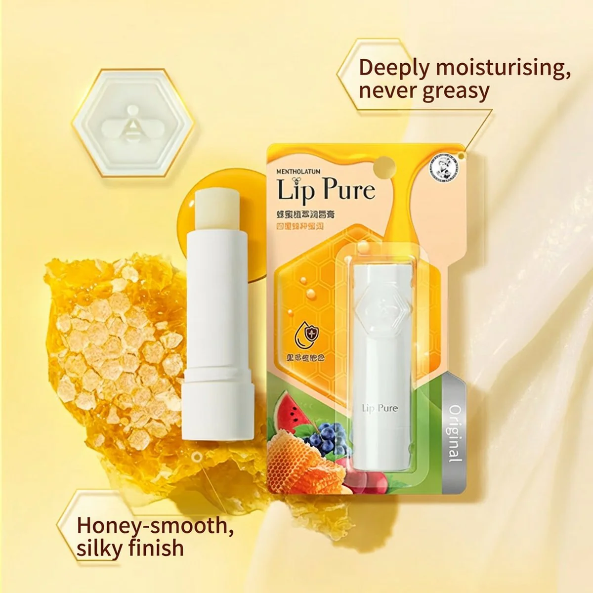 Mentholatum Lip Pure Honey Botanical Lip Balm - Original Flavor, 4g - Image 4