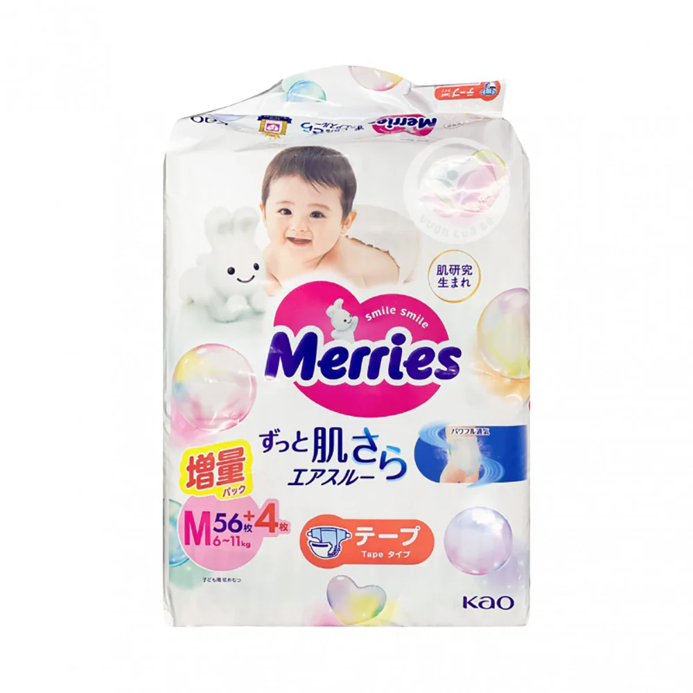 Merries Baby Diapers M Size 6kg - 60 Pieces