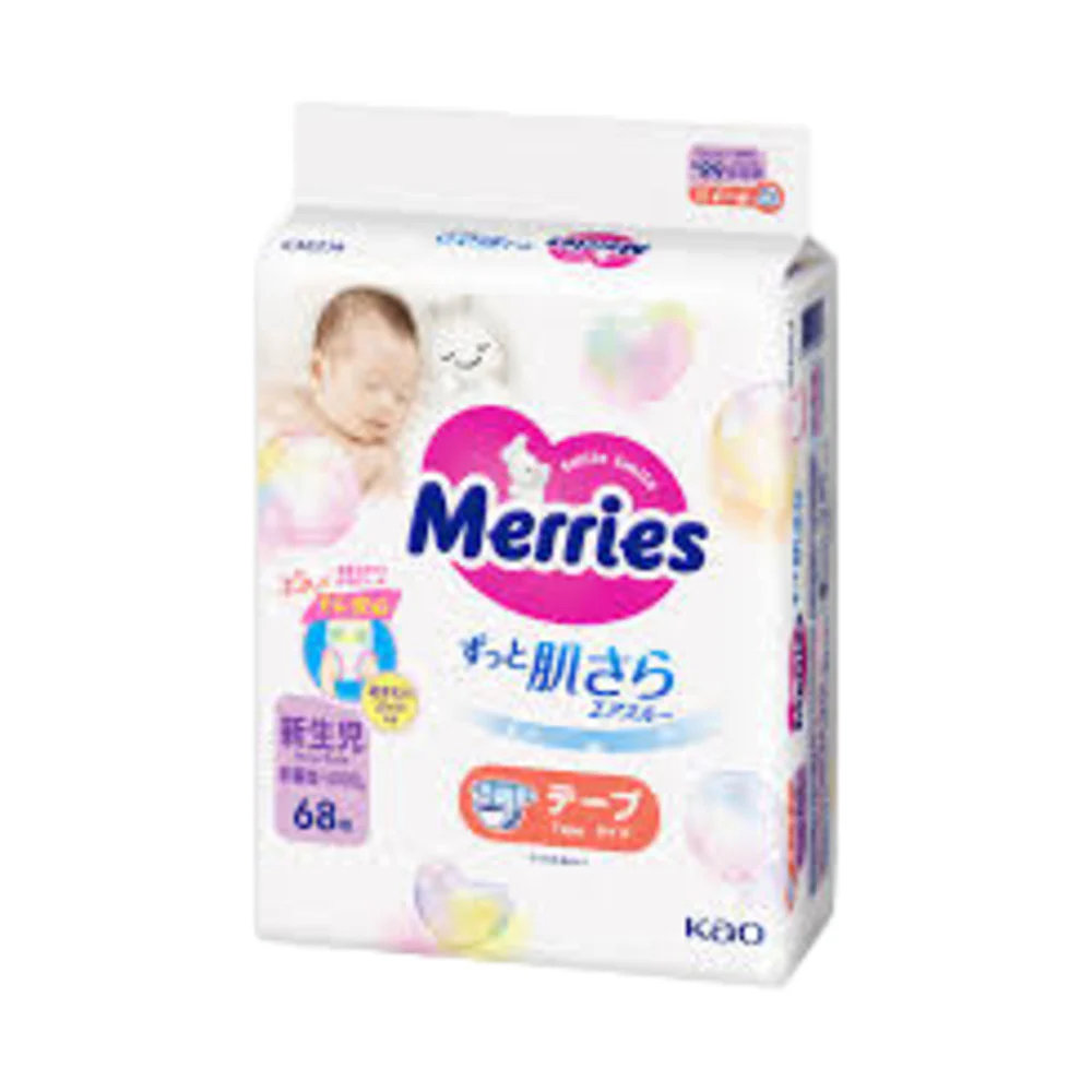 Merries Newborn Breathable Tape Nappies - 68 Pack