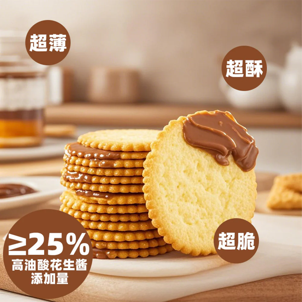 Mibazi Ultra‑Thin Potato Crisp Peanut Butter Sandwich Biscuits 150g - Peanut Butter Filled Cookies - Image 3