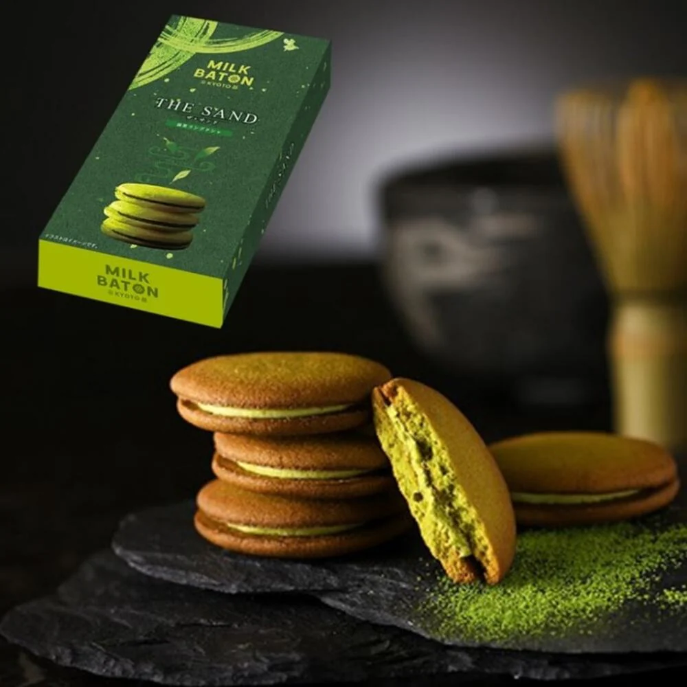 Milk Baton Kyoto Matcha Cream Sandwich Cookies Gift Box 184g – Japanese Green Tea Butter Biscuits - Image 3