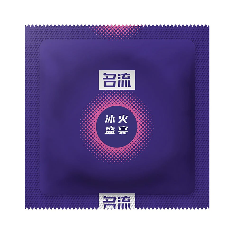 MingLiu Ice and Fire Pleasure Condoms with Dotted and Ribbed Texture - 10 Pieces - Image 3