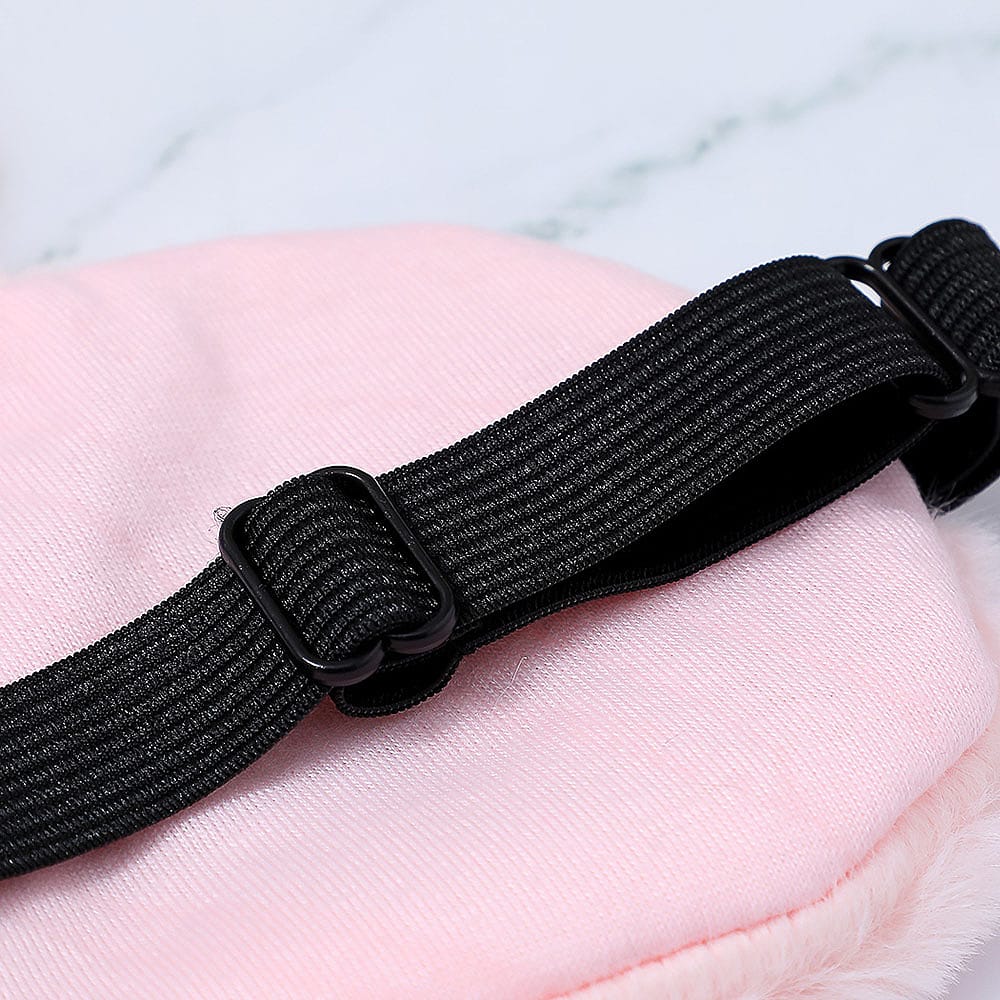 Miniso Plush Bunny Ear Eye Mask - Pink/Black (Random) - Image 2