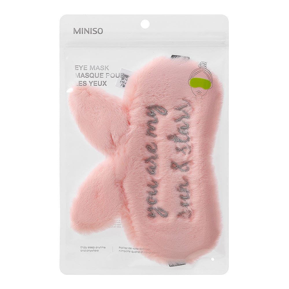 Miniso Plush Bunny Ear Eye Mask - Pink/Black (Random) - Image 5