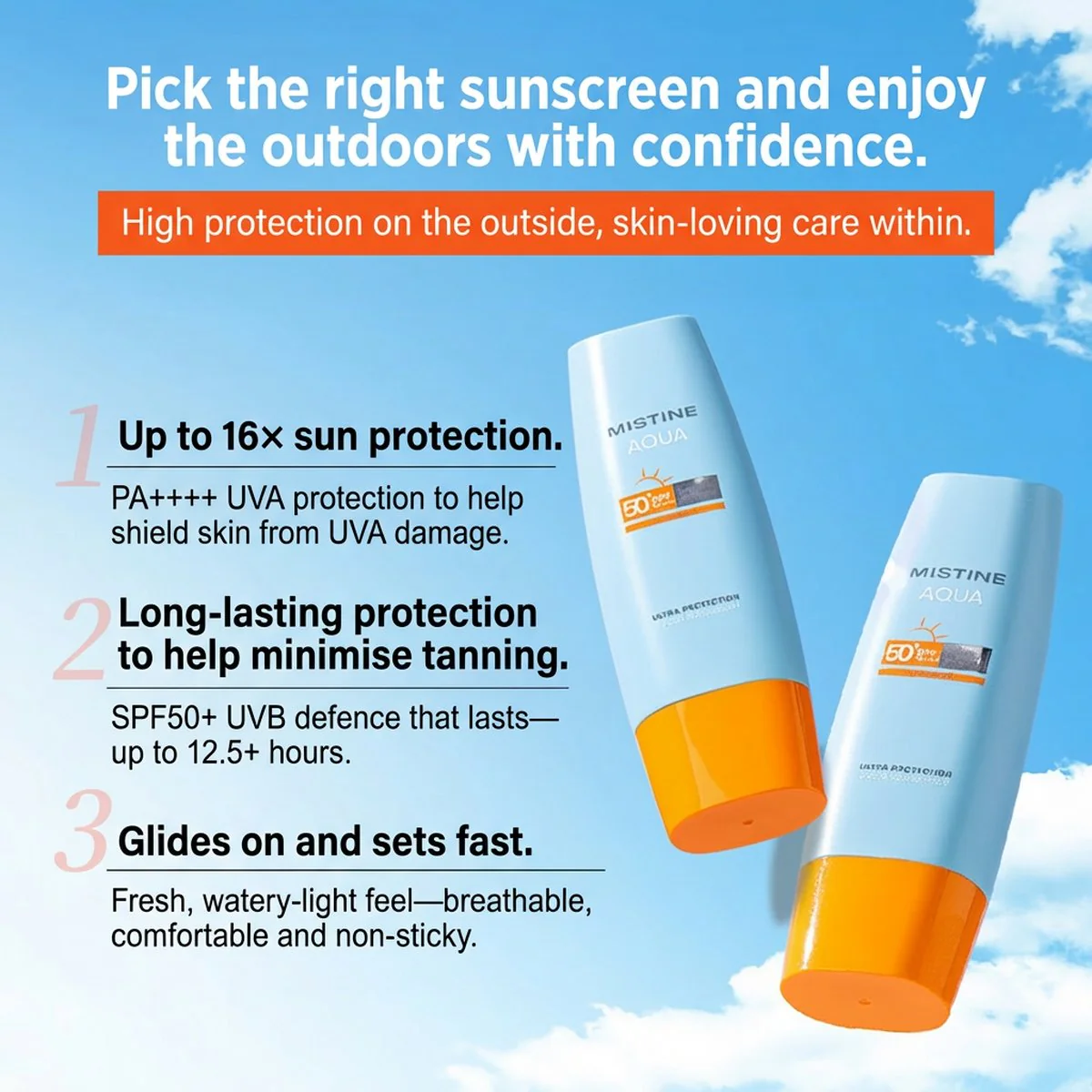 Mistine Aqua Ultra Protection Facial Sunscreen SPF50 PA++++ - 40ml - Image 3