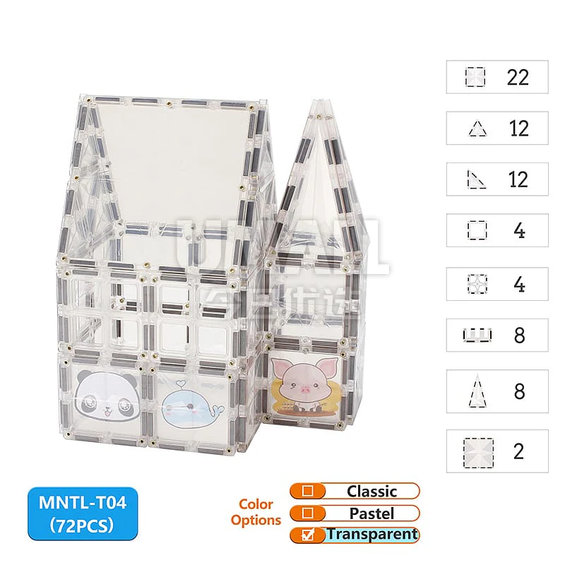 MNTL Star Magnet Tiles - 72 Pieces, Transparent - Image 2